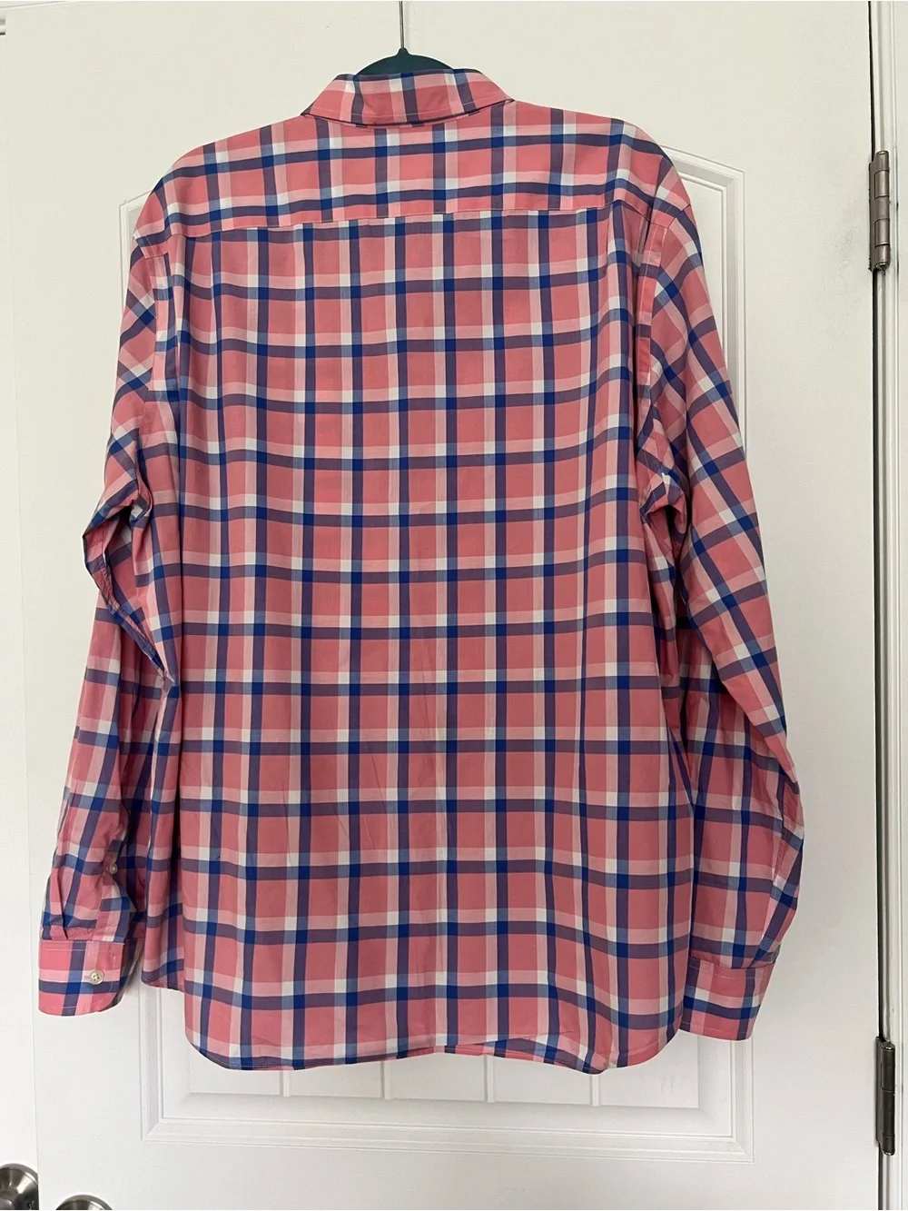 J Crew Men's Pink & Blue Plaid Cotton Poplin Button-Down Shirt Size XL